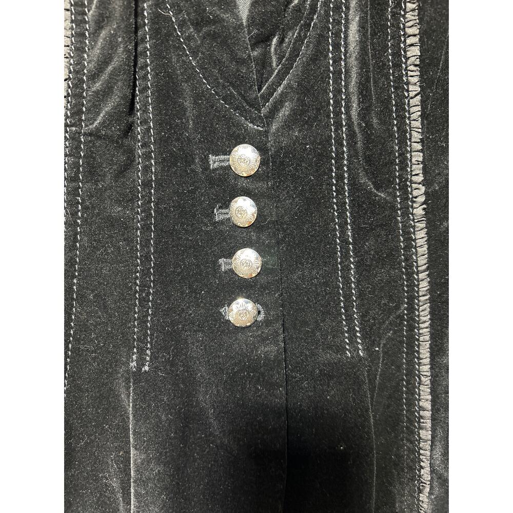 WHBM Velvet Blazer 8 Black Ruffle Button Witchy Goth Pirate Vampire - Picture 6 of 12